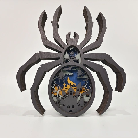 Spider 3D Wooden Carving,Suitable for Home Decoration,Holiday Gift,Art Night Light
